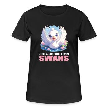 Schwäne Schwan - Frauen T-Shirt atmungsaktiv - Schwarz - Vorne - AI Model Female 172 light (172cm)