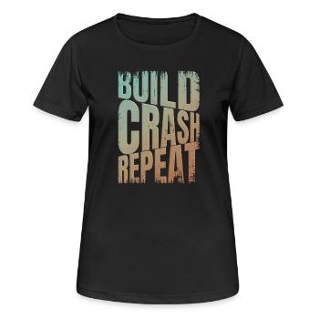 Drone build crash répéter dire - T-shirt respirant Femme - noir - Devant - AI Model Female 172 light (172cm)