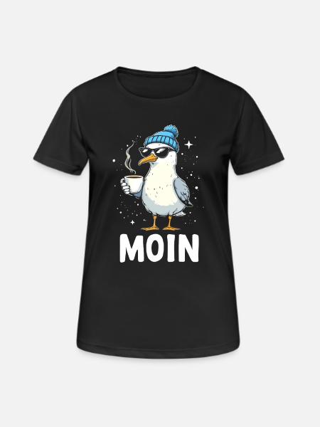 Moin Seagull Coffee Küste Norddeutschland - Frauen T-Shirt atmungsaktiv - Schwarz
