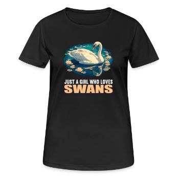 Schwäne Schwan - Frauen T-Shirt atmungsaktiv - Schwarz - Vorne - AI Model Female 172 light (172cm)