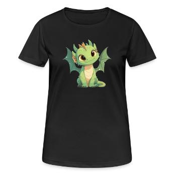 Drachen Drache - Frauen T-Shirt atmungsaktiv - Schwarz - Vorne - AI Model Female 172 light (172cm)