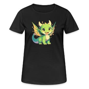 Drachen Drache - Frauen T-Shirt atmungsaktiv - Schwarz - Vorne - AI Model Female 172 light (172cm)