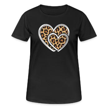 Coeur avec imprimé léopard - T-shirt respirant Femme - noir - Devant - AI Model Female 172 light (172cm)