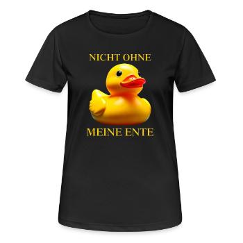 Badeente NICHT OHNE MEINE ENTE - Frauen T-Shirt atmungsaktiv - Schwarz - Vorne - AI Model Female 172 light (172cm)