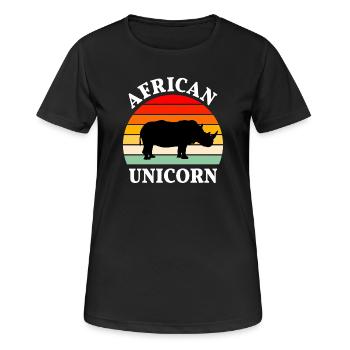 Rhinocéros, Afrique, Pachyderme, Licorne africaine - T-shirt respirant Femme - noir - Devant - AI Model Female 172 light (172cm)