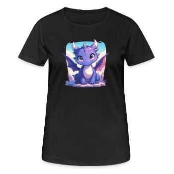 Drachen Drache - Frauen T-Shirt atmungsaktiv - Schwarz - Vorne - AI Model Female 172 light (172cm)