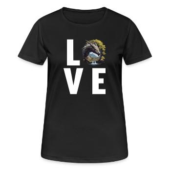 Drachen Drache - Frauen T-Shirt atmungsaktiv - Schwarz - Vorne - AI Model Female 172 light (172cm)