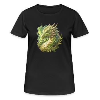 Drachen Drache - Frauen T-Shirt atmungsaktiv - Schwarz - Vorne - AI Model Female 172 light (172cm)