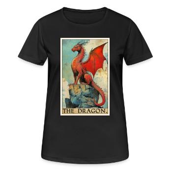 Drachen Drache - Frauen T-Shirt atmungsaktiv - Schwarz - Vorne - AI Model Female 172 light (172cm)