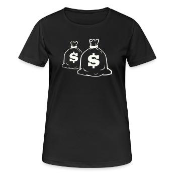 Geldsack Motiv Design - Frauen T-Shirt atmungsaktiv - Schwarz - Vorne - AI Model Female 172 light (172cm)