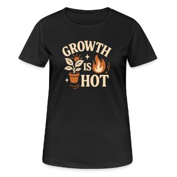 Wachstum ist heißes Pflanzenfeuer-Motivationsdesign - Frauen T-Shirt atmungsaktiv - Schwarz - Vorne - AI Model Female 172 light (172cm)