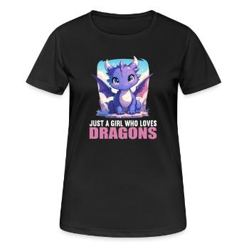Drachen Drache - Frauen T-Shirt atmungsaktiv - Schwarz - Vorne - AI Model Female 172 light (172cm)