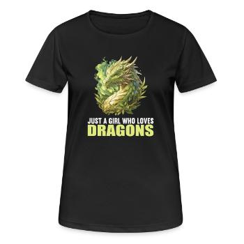 Drachen Drache - Frauen T-Shirt atmungsaktiv - Schwarz - Vorne - AI Model Female 172 light (172cm)