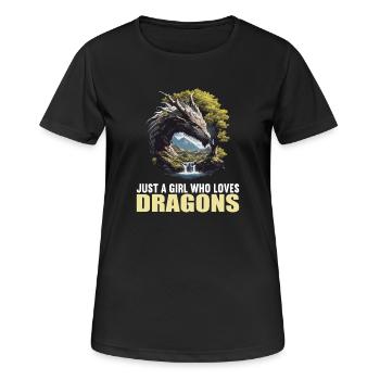 Drachen Drache - Frauen T-Shirt atmungsaktiv - Schwarz - Vorne - AI Model Female 172 light (172cm)