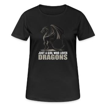 Drachen Drache - Frauen T-Shirt atmungsaktiv - Schwarz - Vorne - AI Model Female 172 light (172cm)