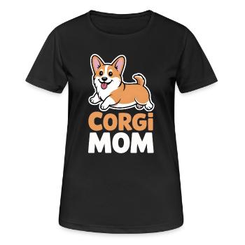 Corgi Mom Sticker-Style für Corgi-Besitzerinnen - Frauen T-Shirt atmungsaktiv - Schwarz - Vorne - AI Model Female 172 light (172cm)
