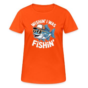 Poisson humoristique avec lunettes de soleil et casquette - T-shirt respirant Femme - orange néon - Devant - AI Model Female 172 dark (172cm)