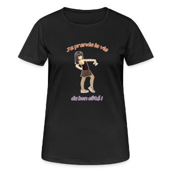 La vie du bon côté - T-shirt respirant Femme - noir - Devant - AI Model Female 172 light (172cm)