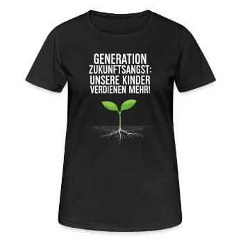 Generation Zukunftsangst - Frauen T-Shirt atmungsaktiv - Schwarz - Vorne - AI Model Female 172 light (172cm)