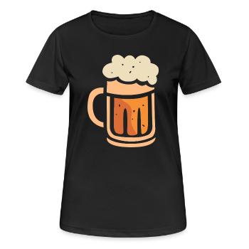 Bierkrug mit Schaum – Lustiges Cartoon-Design - Frauen T-Shirt atmungsaktiv - Schwarz - Vorne - AI Model Female 172 light (172cm)