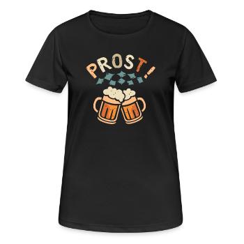 PROST! – Bierkrüge mit Schaum im bayerischen Stil - Frauen T-Shirt atmungsaktiv - Schwarz - Vorne - AI Model Female 172 light (172cm)