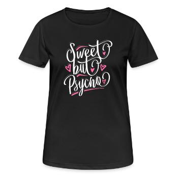 Sweet but Psycho - Suess aber Verrückt - Spruch - Frauen T-Shirt atmungsaktiv - Schwarz - Vorne - AI Model Female 172 light (172cm)