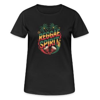  Reggae Spirit Tropische Palmen Djembe Trommeln - Frauen T-Shirt atmungsaktiv - Schwarz - Vorne - AI Model Female 172 light (172cm)