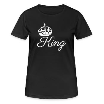 Königliche Krone mit Königstext-Design - Frauen T-Shirt atmungsaktiv - Schwarz - Vorne - AI Model Female 172 light (172cm)