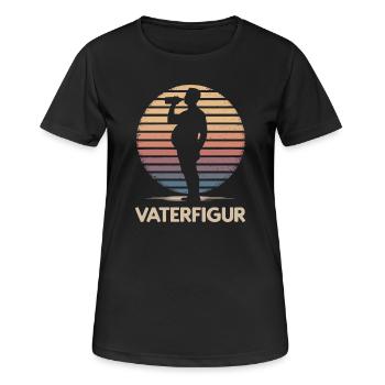 Papa mit Bierbauch Lustige Ironische Vaterfigur - Frauen T-Shirt atmungsaktiv - Schwarz - Vorne - AI Model Female 172 light (172cm)