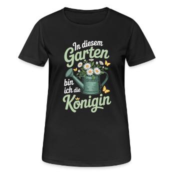 Königin im Garten - Gärtnerin Mama - Frauen T-Shirt atmungsaktiv - Schwarz - Vorne - AI Model Female 172 light (172cm)