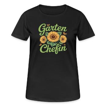 Gartenchefin - Gärtnerin - Frauen T-Shirt atmungsaktiv - Schwarz - Vorne - AI Model Female 172 light (172cm)