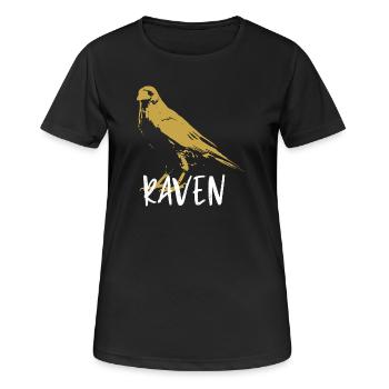 Renaissance-Totemkrähenillustration - Frauen T-Shirt atmungsaktiv - Schwarz - Vorne - AI Model Female 172 light (172cm)