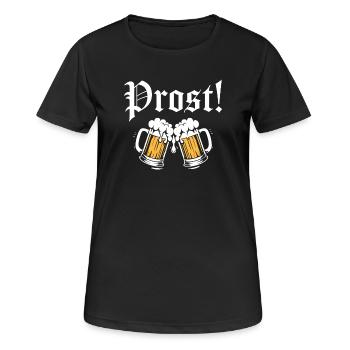 Prost! - Frauen T-Shirt atmungsaktiv - Schwarz - Vorne - AI Model Female 172 light (172cm)