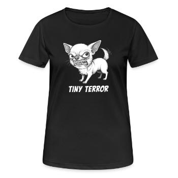 Chihuahua Tiny Terror – wütender Hund Spruch - Frauen T-Shirt atmungsaktiv - Schwarz - Vorne - AI Model Female 172 light (172cm)
