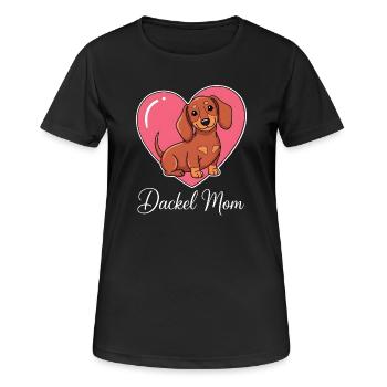Motif de cœur de maman teckel style BD mignon - T-shirt respirant Femme - noir - Devant - AI Model Female 172 light (172cm)