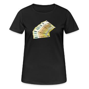 Conception noble des billets en euros - T-shirt respirant Femme - noir - Devant - AI Model Female 172 light (172cm)