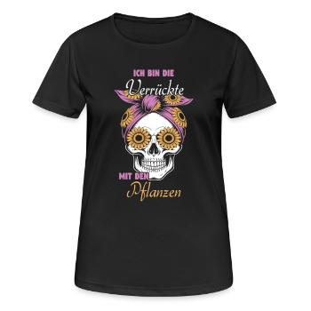 ich bin die irre mit den pflanzen - Frauen T-Shirt atmungsaktiv - Schwarz - Vorne - AI Model Female 172 light (172cm)