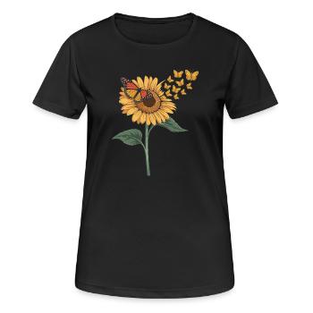 Papillon tournesol - T-shirt respirant Femme - noir - Devant - AI Model Female 172 light (172cm)