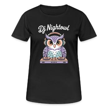 Dj Nightowl Eule Mit Kopfhörern Am Mischpult - Frauen T-Shirt atmungsaktiv - Schwarz - Vorne - AI Model Female 172 light (172cm)