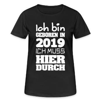 2019 - Frauen T-Shirt atmungsaktiv - Schwarz - Vorne - AI Model Female 172 light (172cm)