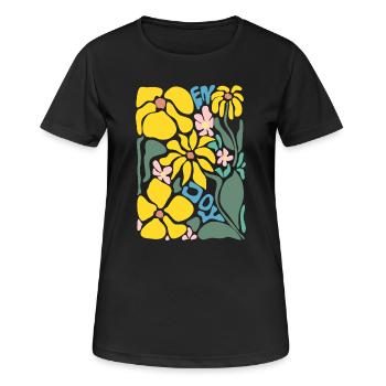 Gute Laune Blumen - gelb - Frauen T-Shirt atmungsaktiv - Schwarz - Vorne - AI Model Female 172 light (172cm)