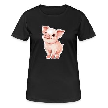 Schwein Ferkel - Frauen T-Shirt atmungsaktiv - Schwarz - Vorne - AI Model Female 172 light (172cm)