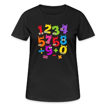 Zahlentag Lebendiges Zahlenmonstermuster - Frauen T-Shirt atmungsaktiv - Schwarz - Vorne - AI Model Female 172 light (172cm)