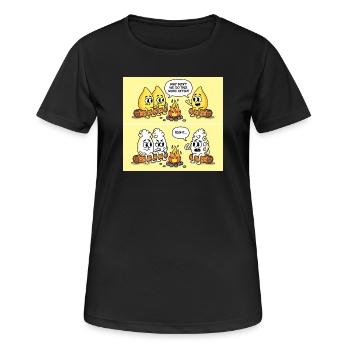 Popcorn Gag – Campfire Fun Gone Wrong - Frauen T-Shirt atmungsaktiv - Schwarz - Vorne - AI Model Female 172 light (172cm)