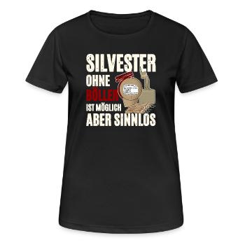 Silvester Nur Mit Feuerwerk - Frauen T-Shirt atmungsaktiv - Schwarz - Vorne - AI Model Female 172 light (172cm)