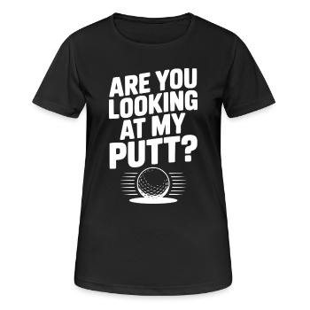 Schaust du auf meinen Putt - Frauen T-Shirt atmungsaktiv - Schwarz - Vorne - AI Model Female 172 light (172cm)
