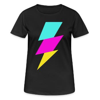 Abstrakter Strahl in Neonfarben - Frauen T-Shirt atmungsaktiv - Schwarz - Vorne - AI Model Female 172 light (172cm)