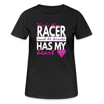 Rennfahrer hat mein Herz - Frauen T-Shirt atmungsaktiv - Schwarz - Vorne - AI Model Female 172 light (172cm)