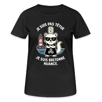 Ich bin nicht stur hermine bretonne humor bretagne - Frauen T-Shirt atmungsaktiv - Schwarz - Vorne - AI Model Female 172 light (172cm)