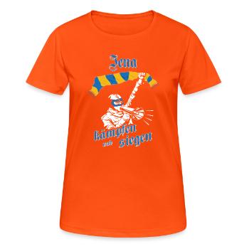 Jena_ _kaempfen_und_siegen_No - T-shirt respirant Femme - orange néon - Devant - AI Model Female 172 dark (172cm)